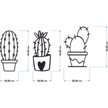 Öykü Dekor Kaktüs 3 Lü Set Duvar Dekoru Süsü, Ahşap Duvar Dekoru Lazer Kesim