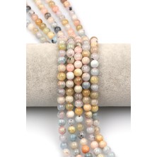 Akuamarin-Morganit-Heliodor Doğaltaş Dizi 6 mm Küre Kesim