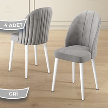 Canisa Mara Serisi 4 Adet  Babyface Kumaş Beyaz Metal Ayak Mutfak Sandalyesi