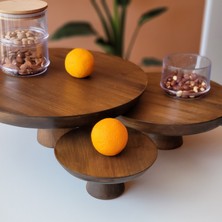 3'lü Set Ahşap Kek Standı