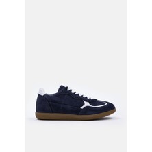 Nilufarr Team Lacivert Süet Hakiki Deri Kadın Sneaker