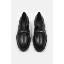 Minu Siyah Hakiki Deri Kadın Loafer