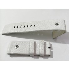 Fado Dizel Uyumlu Vidalı Saat Kordonu Hakiki Deri 22 mm Beyaz