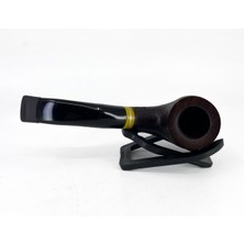 Dapper Bent Apple Briar (Gül Kökü) 9 mm Filtreli El Yapımı Pipo - Koyu Kahverengi 1744