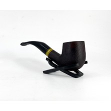 Dapper Bent Apple Briar (Gül Kökü) 9 mm Filtreli El Yapımı Pipo - Koyu Kahverengi 1744