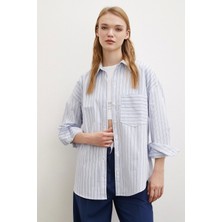 Never More Tek Cepli Poplin Gömlek Mavi