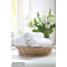 6'lı Beyaz Bordürlü El Havlusu - 50x90 Cm, 250 Gr, %100 Pamuk, Spa Ve Otel Havlusu