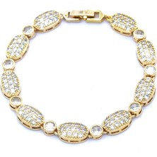 Ferizz Altın Kaplama Oval Taşlı Su Yolu Kadın Bileklik BLK-804