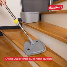 Ceraware Temiz ile Kirli Suyu Ayıran Kare Mop +2 Yedek Bez Hediyeli Otomatik Hijyen Temizlik Seti