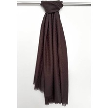 Pamuk Jakar F Desen Şal, Cotton Şal, Ipeksi Pamuklu Şal, Kaymaz Monogram Şal, Acı Kahve Şal