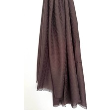 Pamuk Jakar F Desen Şal, Cotton Şal, Ipeksi Pamuklu Şal, Kaymaz Monogram Şal, Acı Kahve Şal