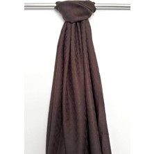 Pamuk Jakar F Desen Şal, Cotton Şal, Ipeksi Pamuklu Şal, Kaymaz Monogram Şal, Acı Kahve Şal
