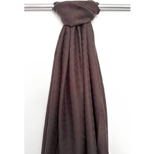 Pamuk Jakar F Desen Şal, Cotton Şal, Ipeksi Pamuklu Şal, Kaymaz Monogram Şal, Acı Kahve Şal