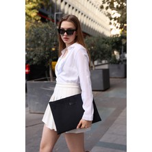 Bahels Kadın Siyah Süet Portföy & Clutch Çanta