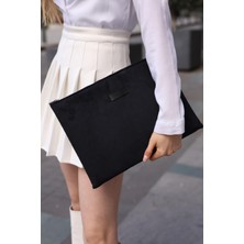 Bahels Kadın Siyah Süet Portföy & Clutch Çanta
