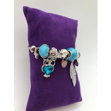 Ayvil Jewelry Mavi Baykuş Charmlı Kelepçe