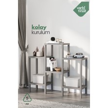VarBiFırsat Piramit 6 Lı Plastik Raf Ünitesi, Çiçeklik, Banyo, Mutfak Rafı, Ayakkabılık, Kitaplık - Gri