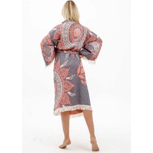 Elif Towels 3 Kat Müslin Kumaş Güneş ve Balık Desen Kimono Kaftan