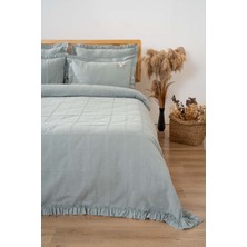 Riva İstanbul Fiorella Mint Çift Kişilik Çarşaflı Yatak Örtüsü Takımı 6 Parça Uyku Seti