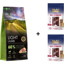 Profine Light Glutensiz Kuzulu Köpek Maması 12 kg + 2 Adet Nutri Canin Rawhide Dana Eti Sarılı Kemik Köpek Ödülü 80 gr