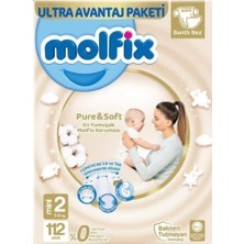 Molfix Pure&soft Bebek Bezi Ultra Avantaj Paketi 2 Beden 3-6 kg 112 Adet