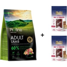 Profine Lamb Glutensiz Kuzulu Yetişkin Köpek Maması 3 kg + 2 Adet Nutri Canin Rawhide Dana Eti Sarılı Kemik Köpek Ödülü 80 gr