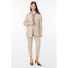 Ekol Kolu Büzgülü Çizgi Cep Ceket Kakao