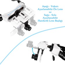 İnvoker Işıklı Büyüteçli Gözlük 8 Farklı Cam Mercek Ayarlanabilir Kafa Büyüteci Lup Mercek Hareketli 2 LED