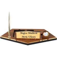 Kişiye Özel Kalemli Saatli Masa Üstü Isimlik