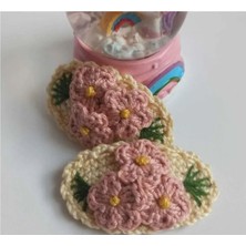İnci Mode Çocuk Üç Çiçekli Amigurumi Örgü Toka Bej Tek Ebat