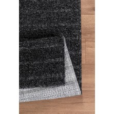 Valery Home Natura Premium Kalite Kaymaz Tabanlı Doğal Yıkanabilir Kilim Oturma Odası Balkon Bahçe Mutfak Kilim BK-104 Antrasit 80X200 cm