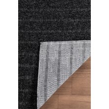Valery Home Natura Premium Kalite Kaymaz Tabanlı Doğal Yıkanabilir Kilim Oturma Odası Balkon Bahçe Mutfak Kilim BK-104 Antrasit 80X200 cm