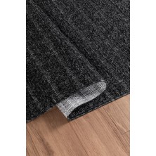 Valery Home Natura Premium Kalite Kaymaz Tabanlı Doğal Yıkanabilir Kilim Oturma Odası Balkon Bahçe Mutfak Kilim BK-104 Antrasit 80X200 cm