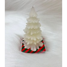 Kidspartim Yılbaşı Simli Çam Ağacı Mum Beyaz 10 cm