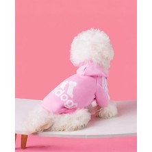 Kemique Baby Pink Adidog Kapşonlu Sweatshirt Köpek Kazağı