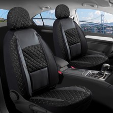 Startcar Kia Sorento Yeni Uyumlu Yarı Deri Oto Koltuk Kılıfı Ön Arka Set Alpine Model Siyah Sc