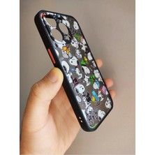 Lucek Cases iPhone 13 Pro Uyumlu Snoopy Tasarım Tuşları Renkli Telefon Boyun Askılı Set Kılıf