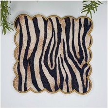 Deco Dokulu Zebra Desenli Etrafı Nakışlı Dijital Baskılı Kumaş Kokteyl Peçetesi 1 Adet