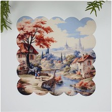 Deco Sulu Boya Manzara Desenli Dijital Baskılı Kumaş Kokteyl Peçetesi 1 Adet