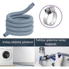 Desiphon Çamaşır ve Bulaşık Makinası Için Körüklü Pis Su Tahliye Hortumu