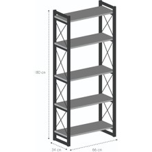 Kitaplık 5 Raflı Beyaz 180 Cm