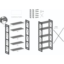 Kitaplık 5 Raflı Ceviz 180 Cm