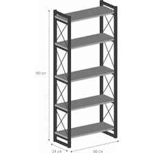 5 Raflı Kitaplık Beyaz