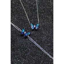 Parmas Design Özel Mavi Taşlı 925 Ayar Gümüş Kadın Set