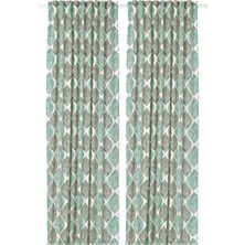 Fon Perde/2 Kanat, Beyaz-Yeşil, 145X300 Cm, Fjaderklınt