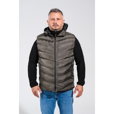 Derin Mavi Çıkarılabilir Kapişonlu Jel Dolgulu Battal Dahil Dahil 9 Beden Puf Yelek