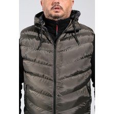 Derin Mavi Çıkarılabilir Kapişonlu Jel Dolgulu Battal Dahil Dahil 9 Beden Puf Yelek