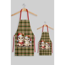 Ays Home Yılbaşı Mala Desenli Anne Çocuk Mutfak Önlüğü Seti