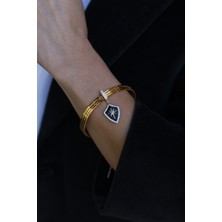 Yenigün Kuyumculuk 14 Ayar Altın Siyah Mineli Kuzey Yıldızı Ajda ve Kolye Charmı