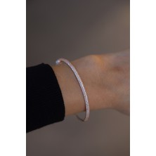 Yenigün Kuyumculuk 14 Ayar Altın Rose Yarım Tur Taşlı Kelepçe